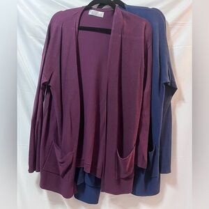 Bundle of 2 Women's Purple and Navy Blue Cardigan Set. XL.